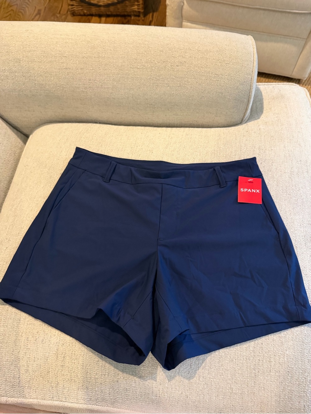 SPANX Navy Blue Pull-On Bermuda Shorts